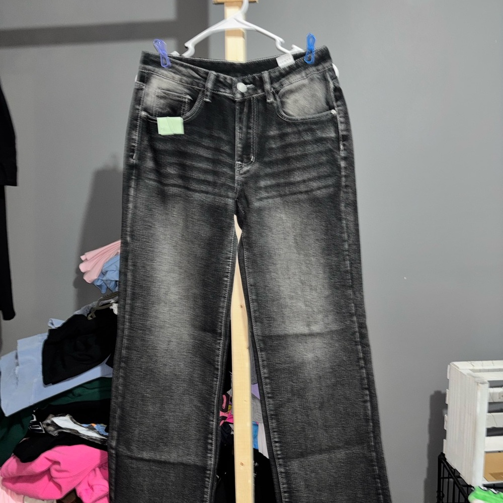 SHEIN Men's Faded Black Bootcut Jeans